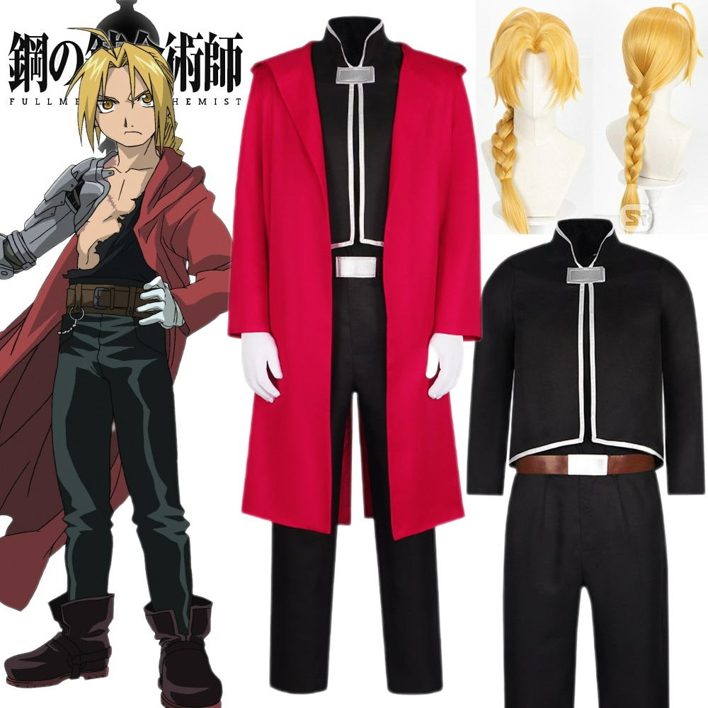 Fullmetal Alchemist Coat - Costume Cosplay Fullmetal Edward Elric, Parrucca