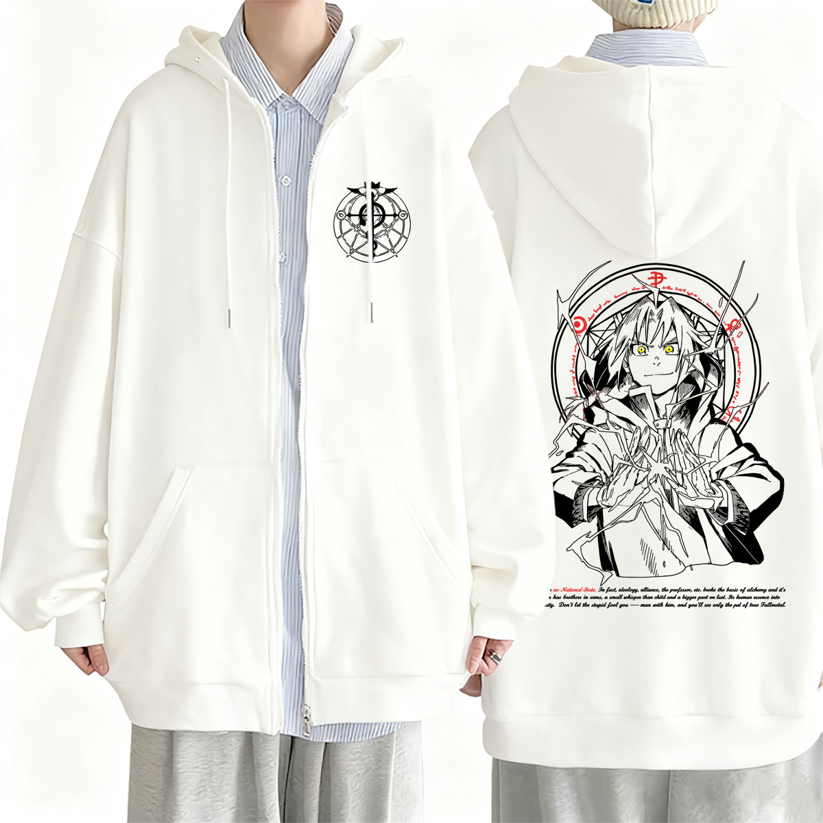 Fullmetal Alchemist Coat - Felpa con Cappuccio e Zip Anime