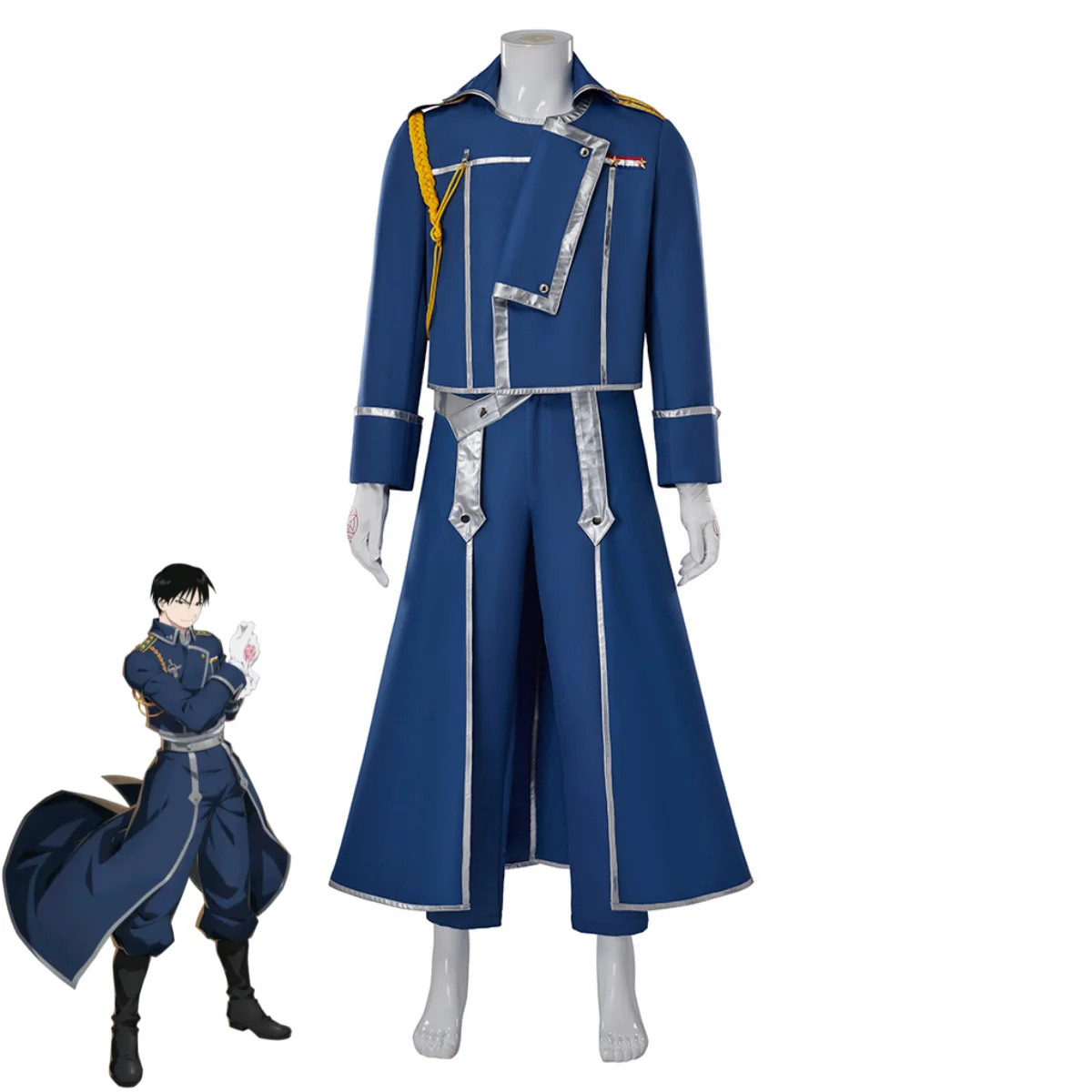 Fullmetal Alchemist Coat - Blu Lotta Uniforme Militare Cappotto Parrucca