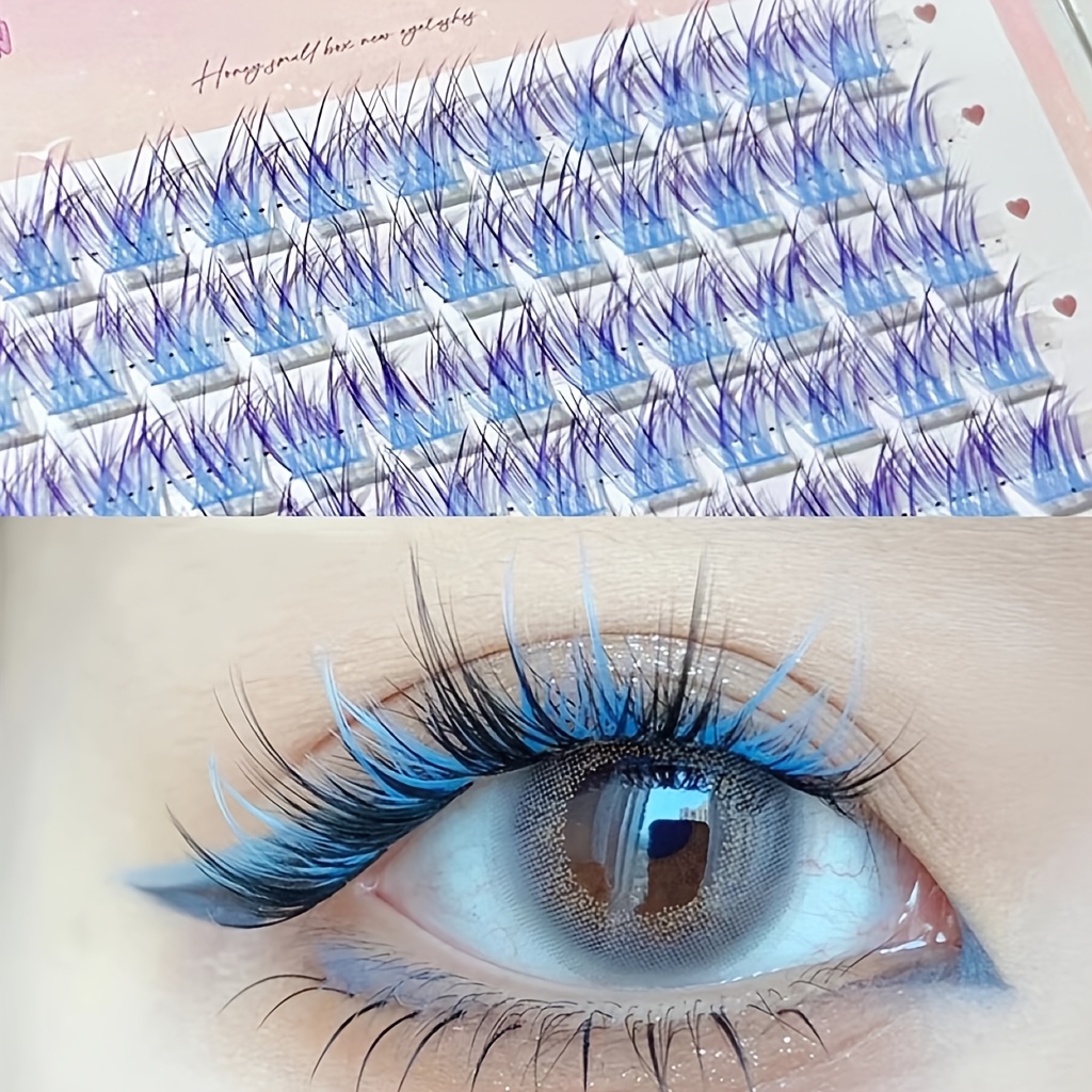 Anime Cosplay Lashes - Ciglia Colorate Mixiaohe, 60 Ciuffi, Facile