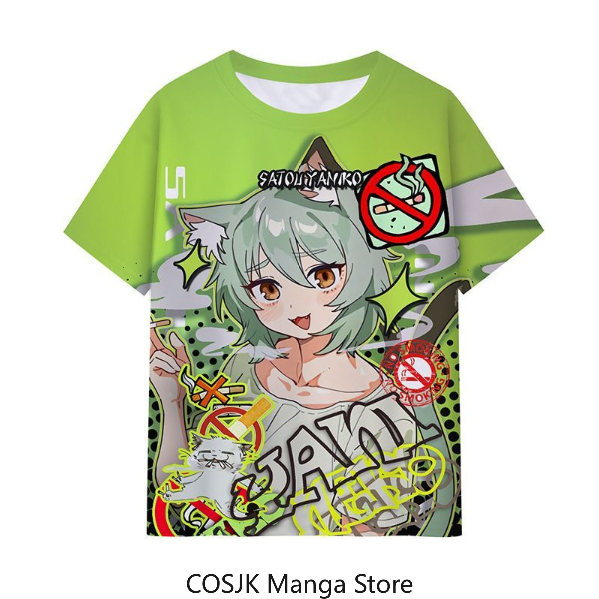 T-Shirt Anime Chainsmoker Cat  - Anime Cosplay Cat recensione e prezzo