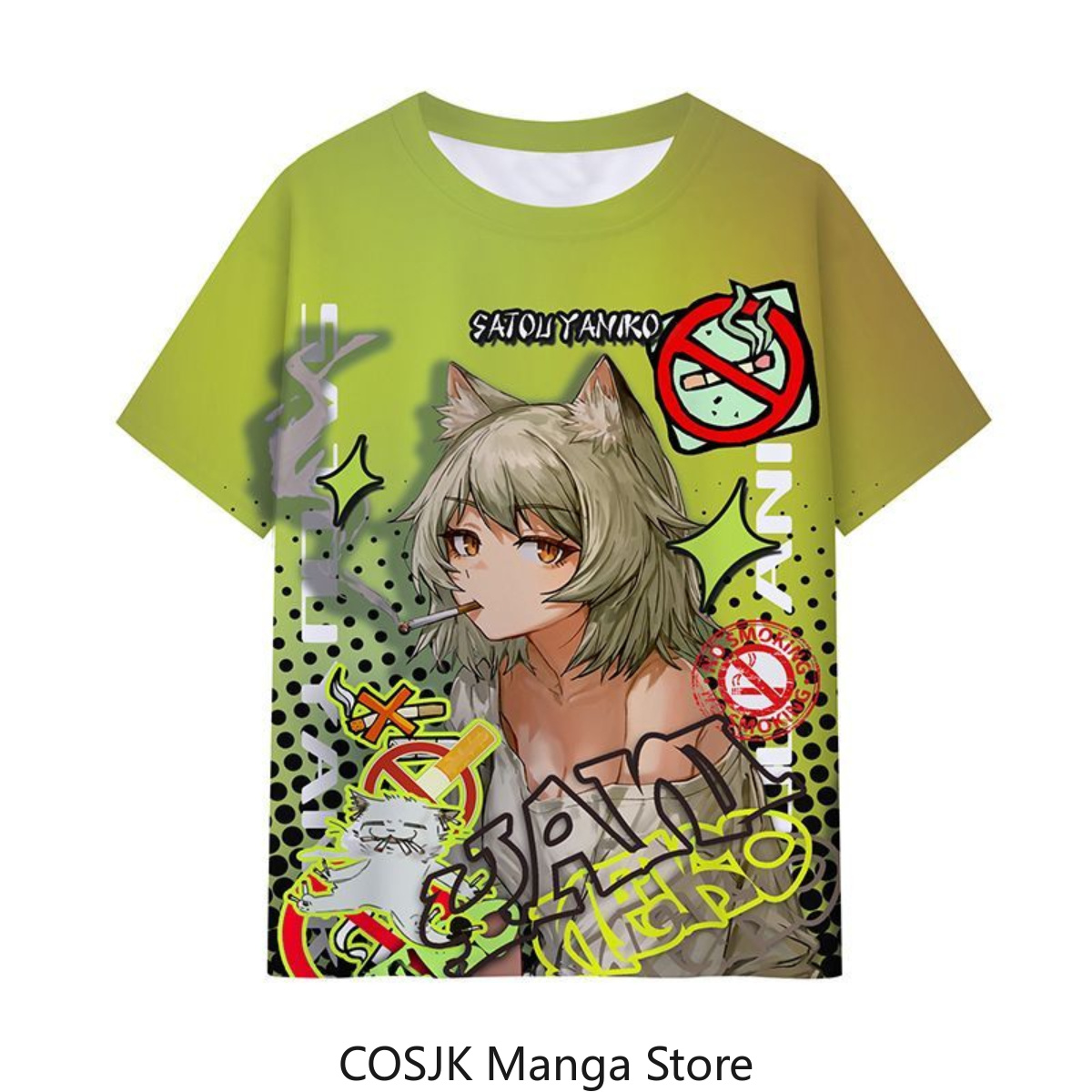T-Shirt Anime Chainsmoker Cat  - Anime Cosplay Cat recensione e prezzo