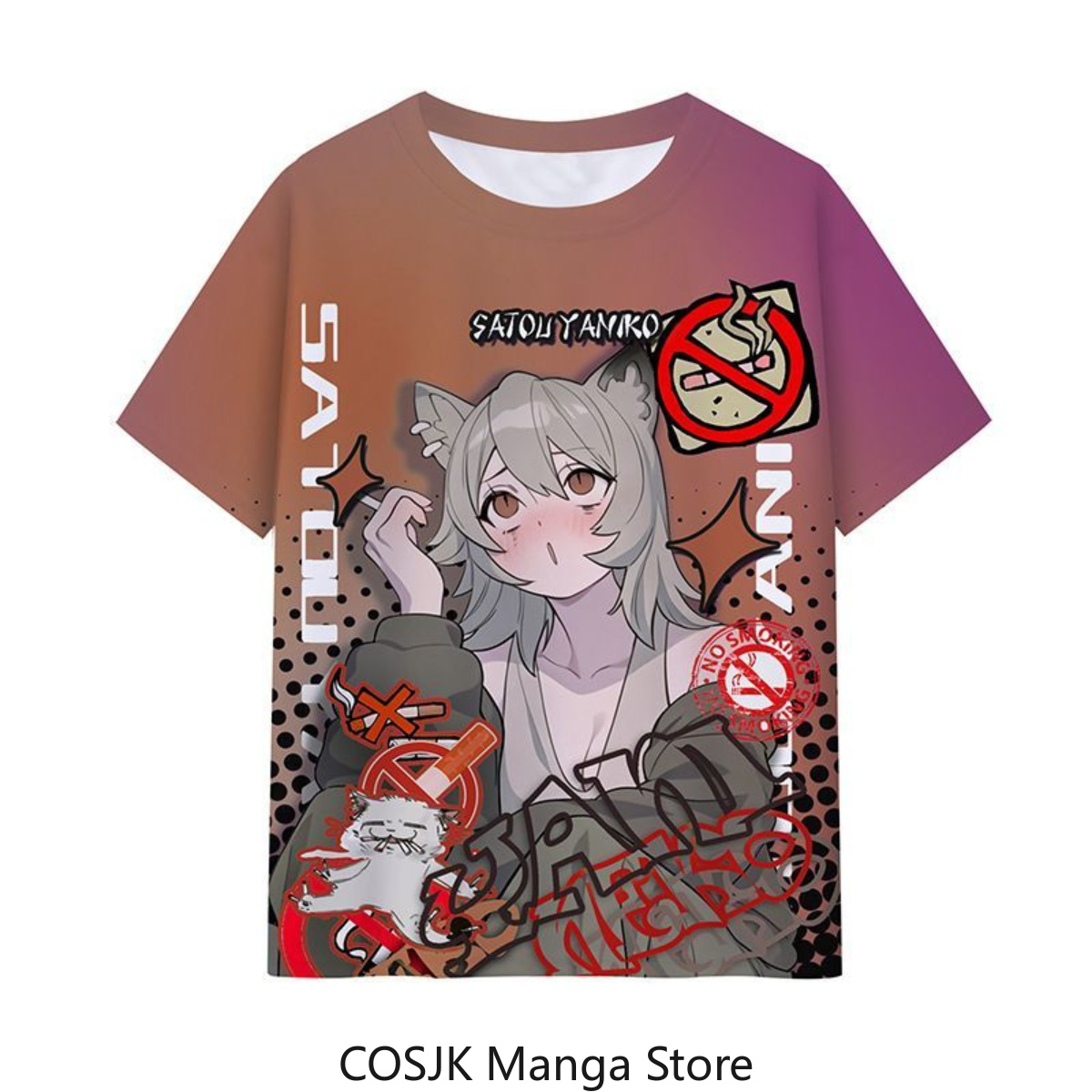 T-Shirt Anime Chainsmoker Cat  - Anime Cosplay Cat recensione e prezzo