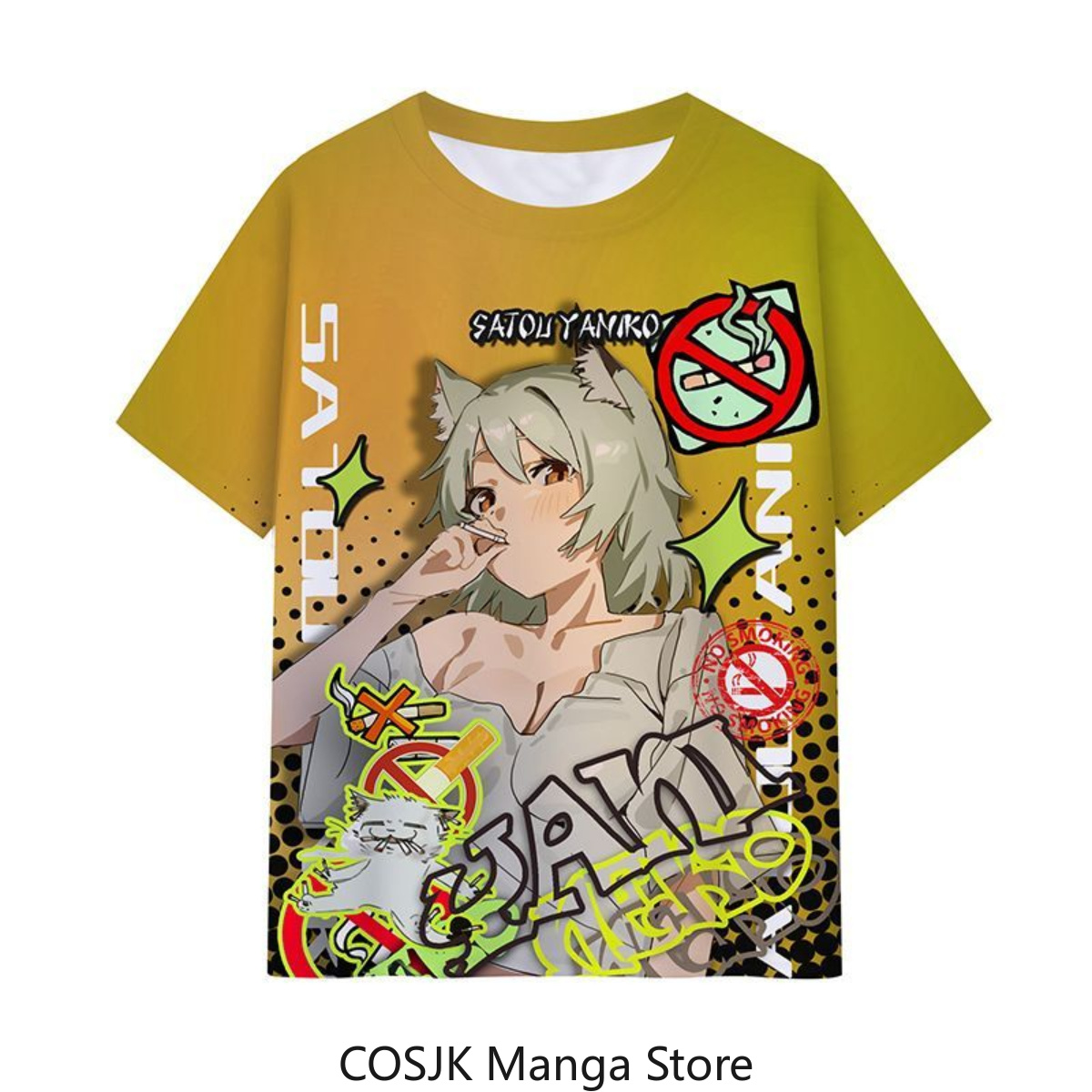 T-Shirt Anime Chainsmoker Cat  - Anime Cosplay Cat recensione e prezzo